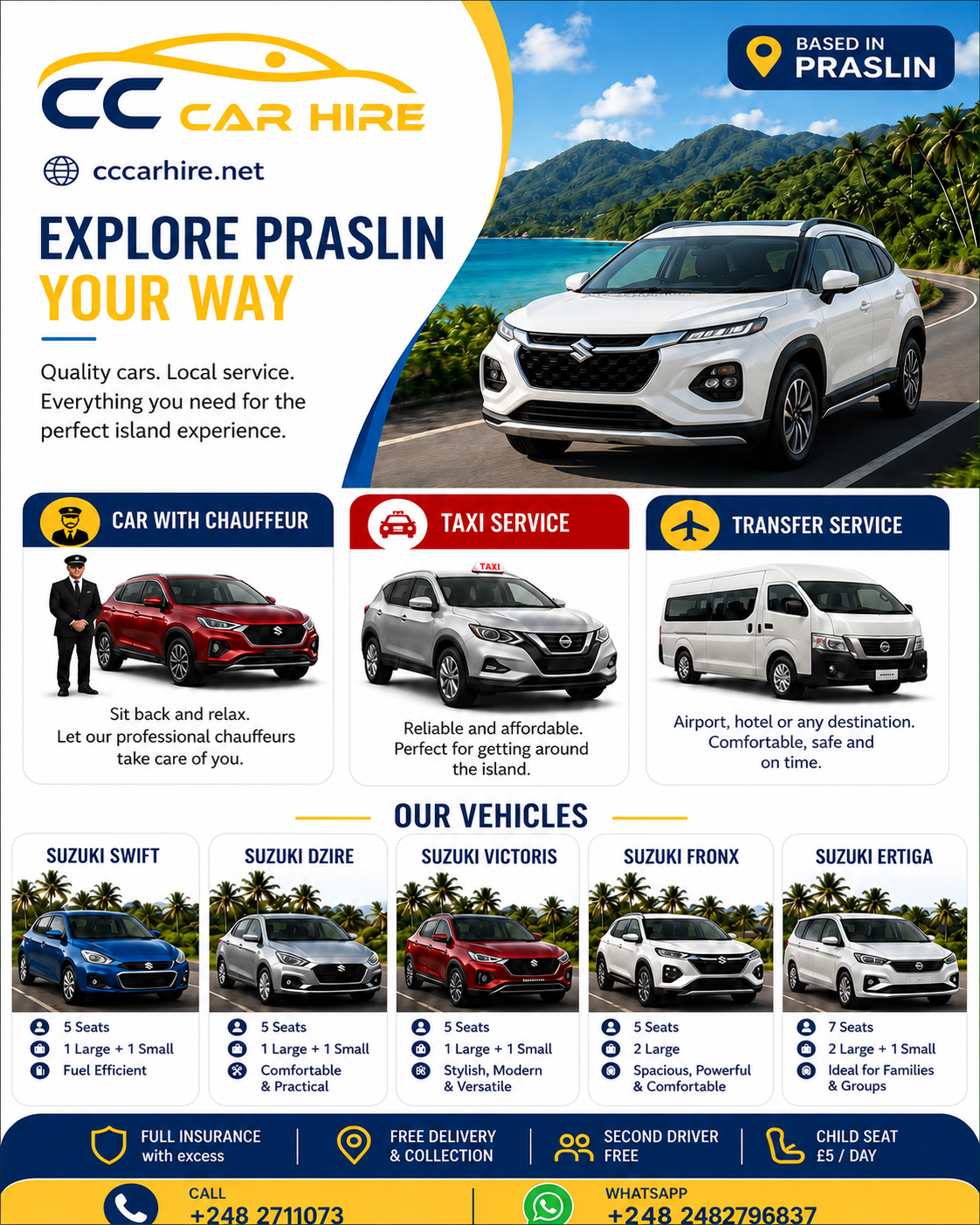 CC Car Hire/Taxi transfer Praslin
