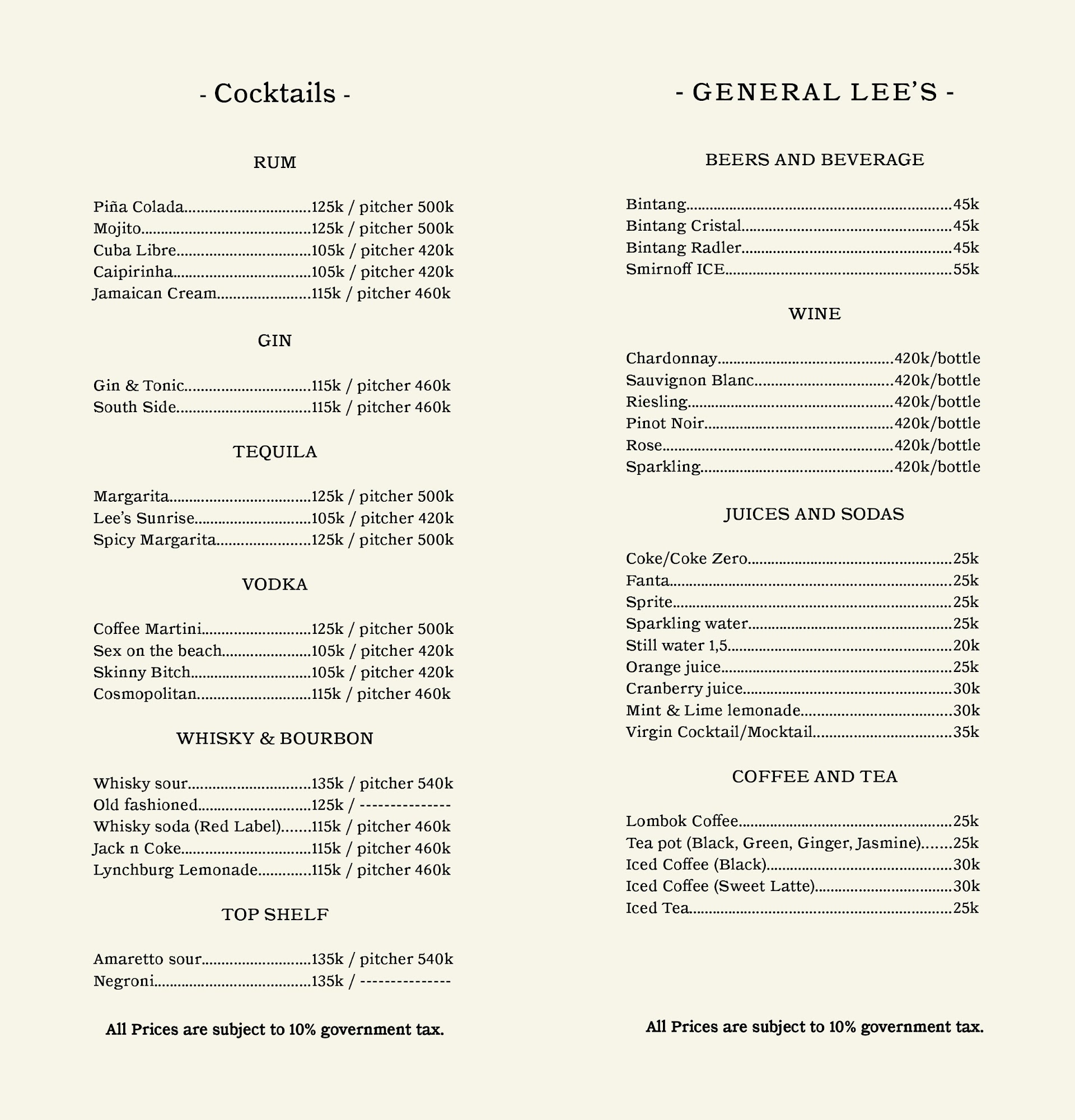 General Lee's Cocktail Bar – Gili Trawangan