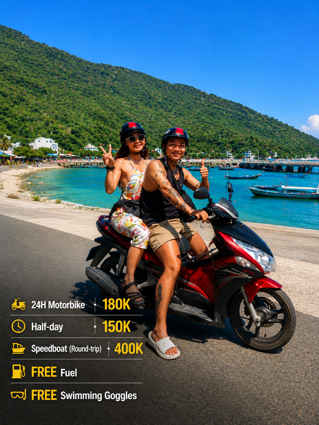 Tuan Motorbike Rental & Speedboat Tickets | Cham Island