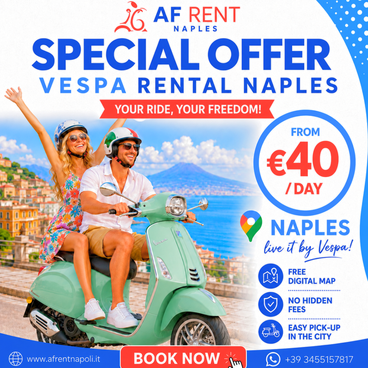 Rent Scooter Vespa Moto Naples AF Rental & Shop Napoli